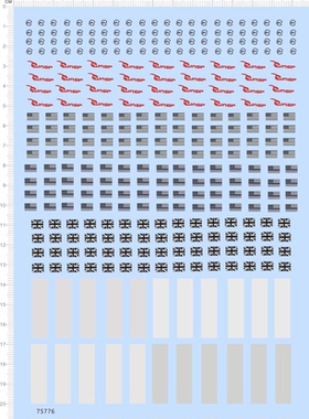 75776 整版胶美国旗 英国旗 sv wasp国旗黑白灰色块模型水贴 现货