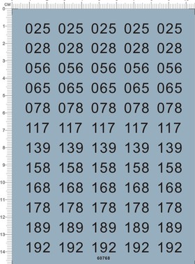 60768-410# 战棋tank编号对号号码数字模型水贴1
