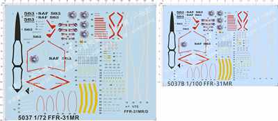 5037 1/72 1/100 ffr-31mr MACROSS战斗妖精雪风超时空要塞水贴纸