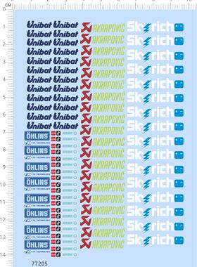 77205整版水贴 skyrich DY Unibat AKRAPOVIC 模型定制打印2401