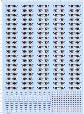 68075整版胶无比例自制眼睛眼镜比例模型人偶眼睛水贴纸定做订做