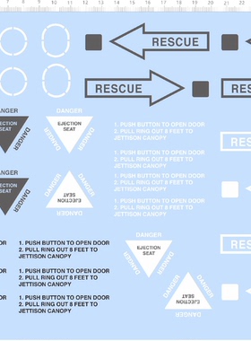 75494  1/8 F16 飞机 警示标 危险警告标语模型水贴2310