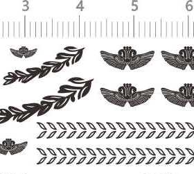 75265整版水贴 电镀金 机长帽飞行帽紫荆花帽徽手办娃娃八月2308