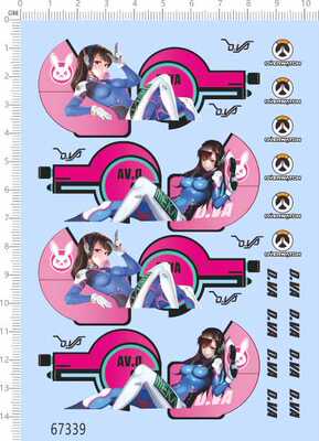 67339整版胶1/32 Dva overwatch阿特兹守望先锋模型车剪纸水贴纸
