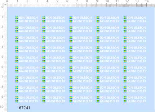 67241整版胶1/18签名JON OLSSON JANNI DELER车贴人名剪纸水贴纸