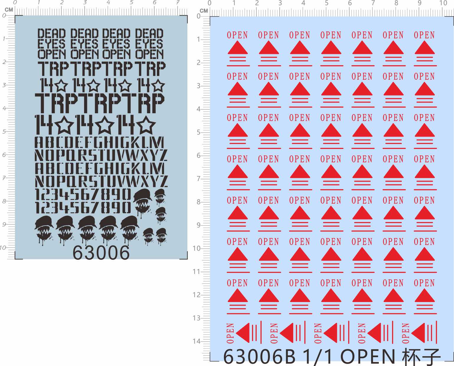 63006三角dead警告eyes星星open trp 14 字母小熊猫玩具水贴现货