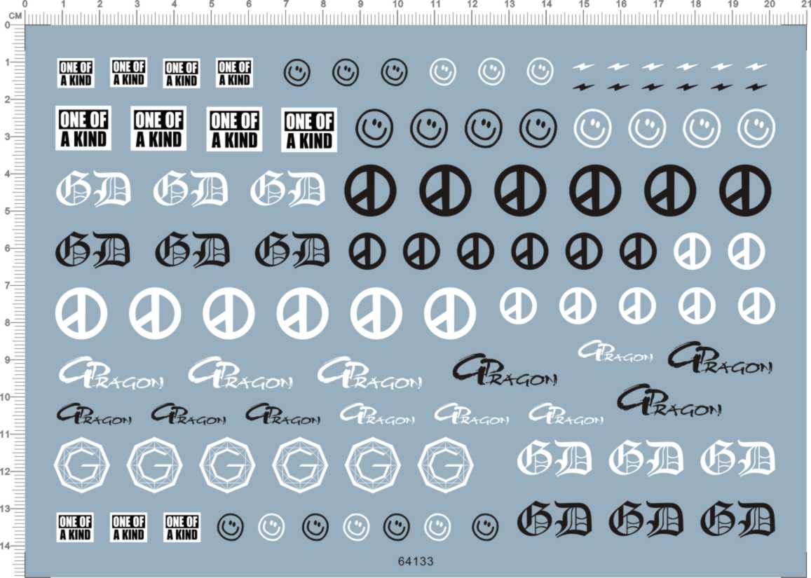 64133 1/12 one of a kind BD g-dragon闪电笑脸摩托车水贴