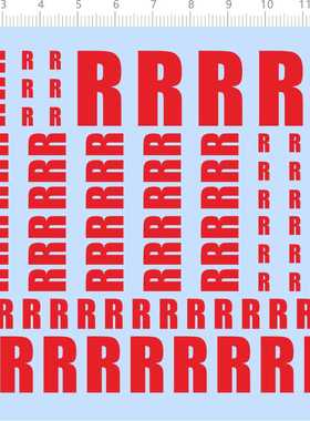 73228整版胶 IMPACT字体 字母R 模型水贴打印diy