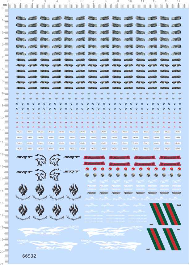 66932整版胶1/43m3m4GTR车灯srt狼头火焰车身拉花fox剪纸水贴现货