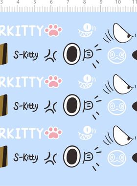 77233整版水贴鲨鱼猫咪眼睛表情猫爪手办模型定制打印现货