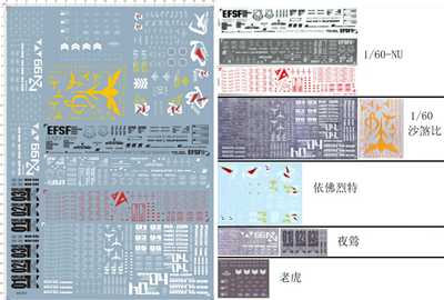 64151 PG nu SAZABI MG 牛依佛烈特夜莺老虎gd水贴纸1