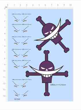 82362海贼王白胡子骷髅头手办模型眼睛水贴模型水贴可撕膜2405