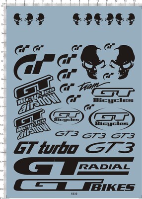 5232-A3002 GT BIKE BICYCLES GT500 RADIAL 骷颅头水贴纸 现货