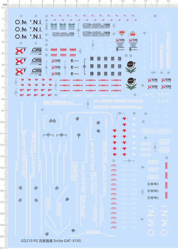 GD210整版胶PG完美强袭敢达Strike GAT-X105全装备全武装敢达水贴