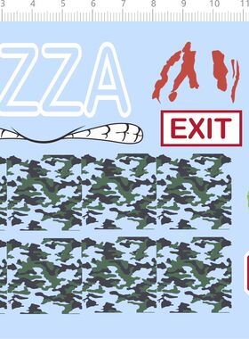 77357整版 迷彩 PIZZA STOP 水贴纸 鲨鱼嘴 纹身模型水贴定做现货
