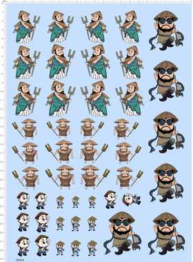 68664整版胶大禹治水古代农民人物纸模模型水贴纸定做订做定制