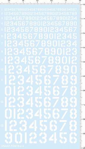 USSAAF FONTS 2-2-A6109 美军美国阿拉伯数字数目字水贴纸1