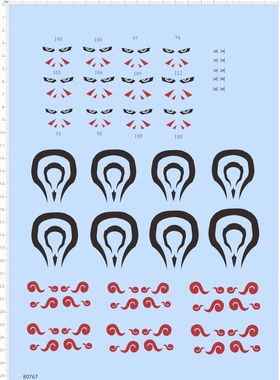 80767整版胶金刚武神眼睛花纹水贴纹身标签祥云娃娃手办公仔 现货