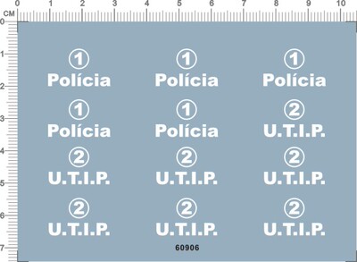 60906-606# police车 policia 编号车号 utip 模型玩具车水贴