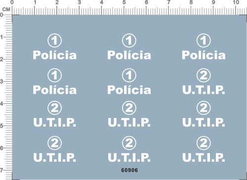 60906-606# police车 policia 编号车号 utip 模型玩具车水贴现货