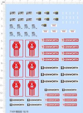 71691整版胶 1/18 KENWORTH 肯沃斯 车模 模型车水贴