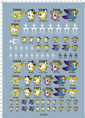 63895 AOZ TITANS Logo 泰坦斯兔子团gd水贴纸A4纸2
