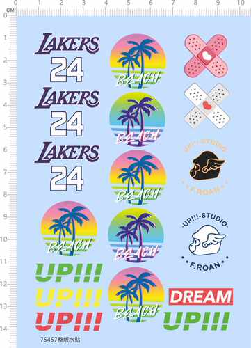 75457 dream  UP LAKERS24 椰树创可贴猩猩手办水贴定做现货