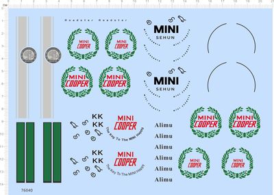 76040整版水贴 MINI COOPER 车钥匙水贴扣定制打印2311