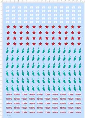 67771整版胶SOUND TOWN星星蝌蚪火焰比例模型剪纸水贴纸定做订做