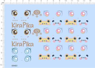 69483整版胶KIRAPIKA眼睛熊猫可爱KIRA PIKA标签水贴纸定做订做