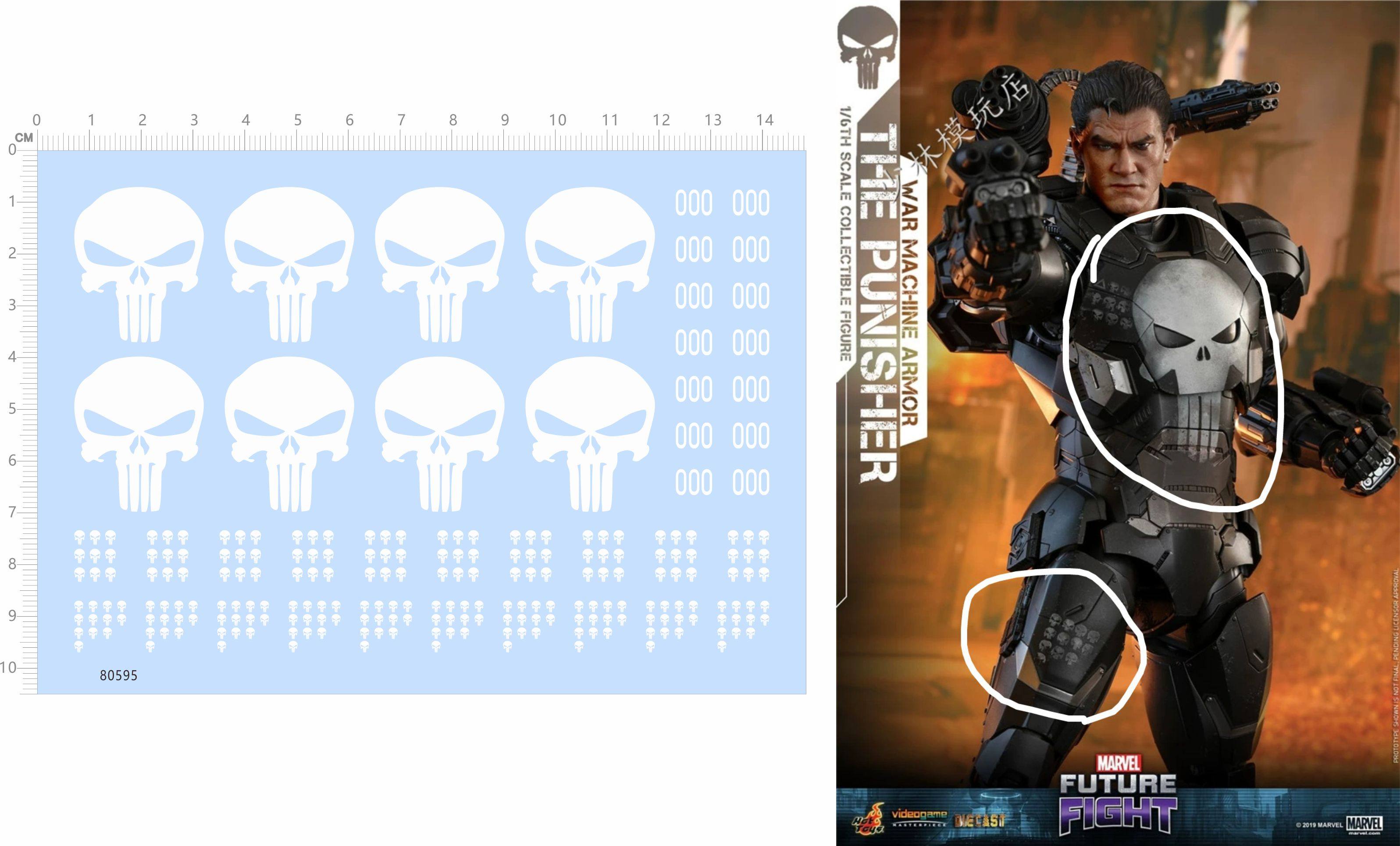 80595整版胶punisher惩罚者手办模型白色水贴