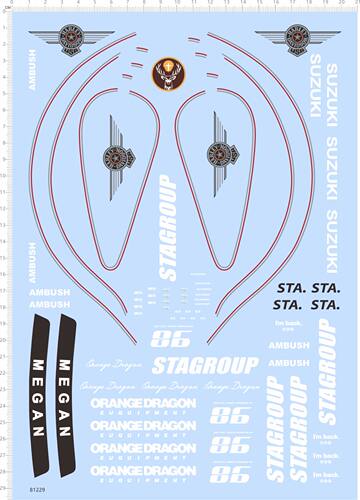 81229整版胶1/12摩托车车模水贴纸模ambush stagroup sta i'back