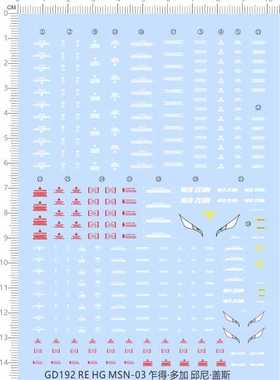 GD192定做订做定制HG MSN-03乍得多加邱尼盖斯敢达水贴敢达水贴RE