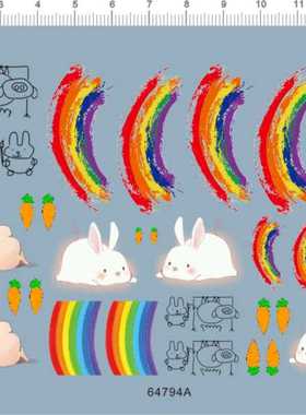 64794A 1/24 蛋机白兔彩虹烤猪萝卜贴 water decal custom made