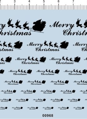 00968-217#  -Merry Christmas! 圣诞 老人 驯鹿 模型车水贴纸