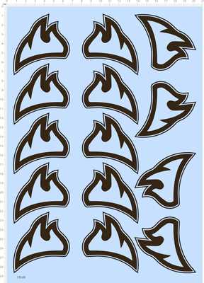 73320整版胶 头盔火焰黑边镂空 模型车水贴纸打印 现货