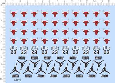 68775芝加哥公牛队JORDAN飞人BULLS水贴纸23号娃娃手办适用于现货