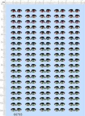 66765整版胶1/5粘土娃娃眼睛比例模型人偶眼睛水贴纸定做订做现货