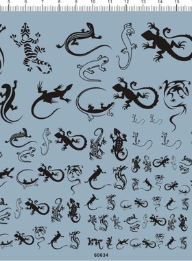 60634-A5201 壁虎蜥蜴草龙设计纹身花纹 水贴