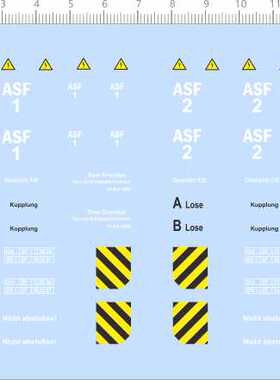67714整版胶1/32 ASF A B LOSE KUPPLUNG警示语危险警告剪纸水贴