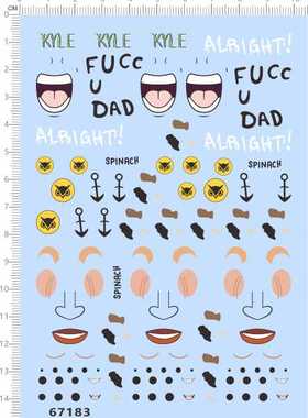 67183整版胶kyle fucc u dad alright spinach公仔表情眼睛水贴纸