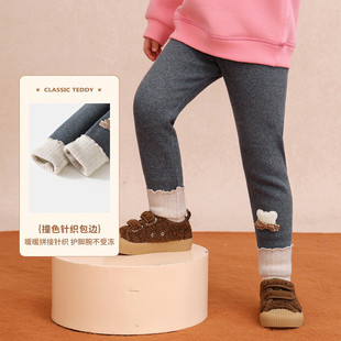 精典泰迪秋冬女宝宝加绒打底裤女童裤子儿童加厚一体绒长裤
