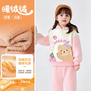精典泰迪2025秋冬儿童加厚套装保暖婴幼连帽加绒卫衣卫裤两件套