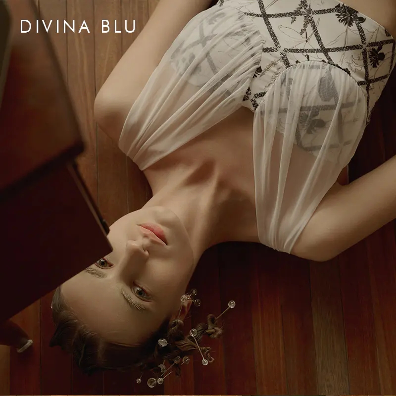 DIVINA BLU夏威夷记忆瑜伽文胸美背网纱运动内衣BRA跑步舞蹈文胸