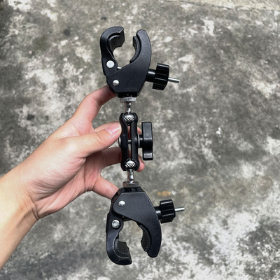 大号钳夹双头圆管夹安全帽自行车灯夹万向豌豆骑行车把自拍杆支夹