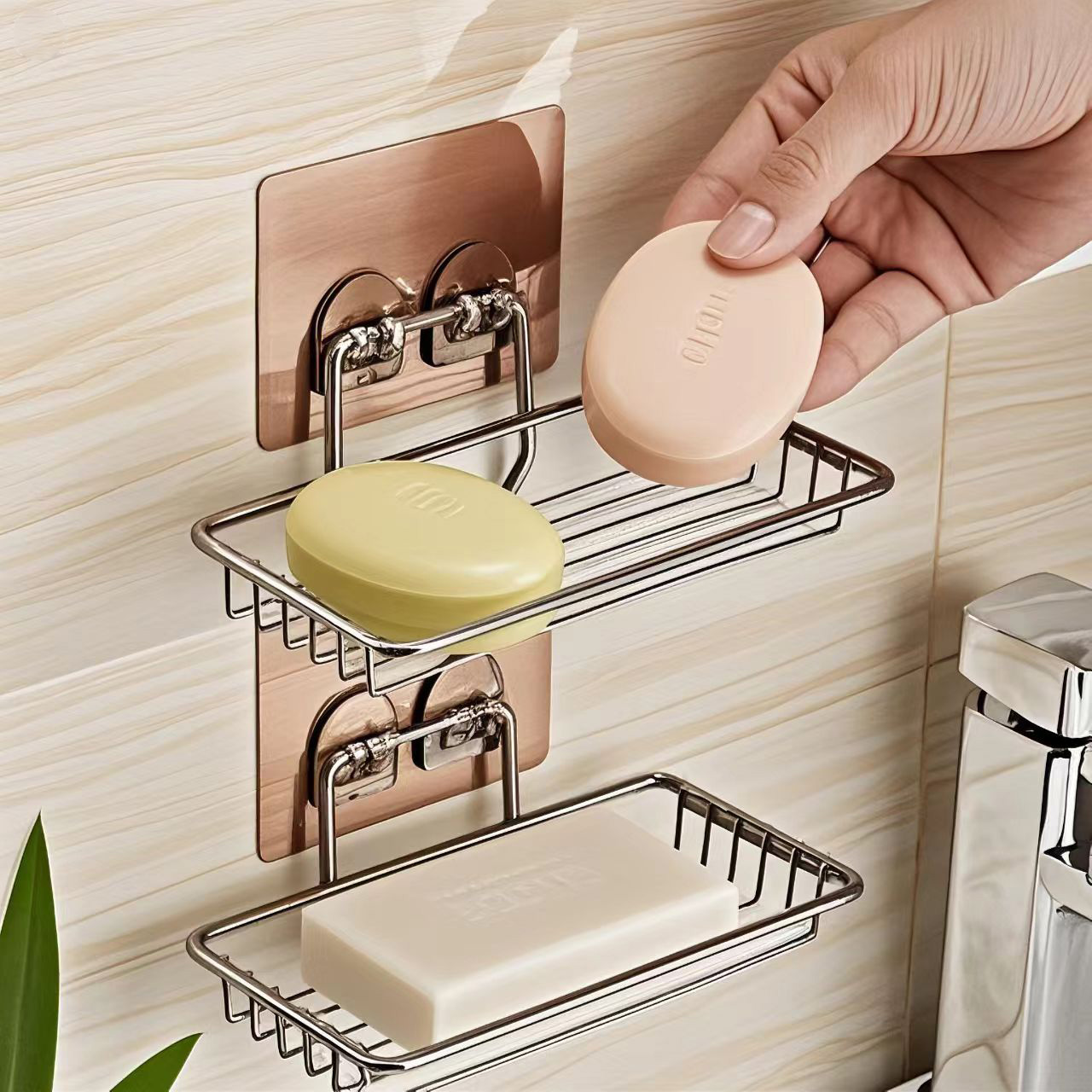 304不锈钢皂盒卫生间创意长款香皂收纳免打孔肥皂架壁挂皂托