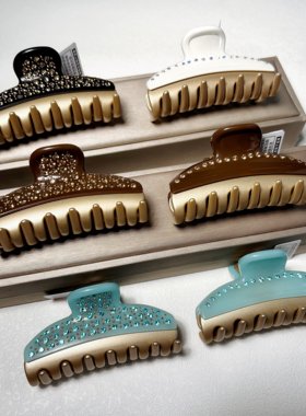 高端 亚历山大同款抓夹镶钻醋酸旺多姆发夹发饰鲨鱼夹中号7.5cm女