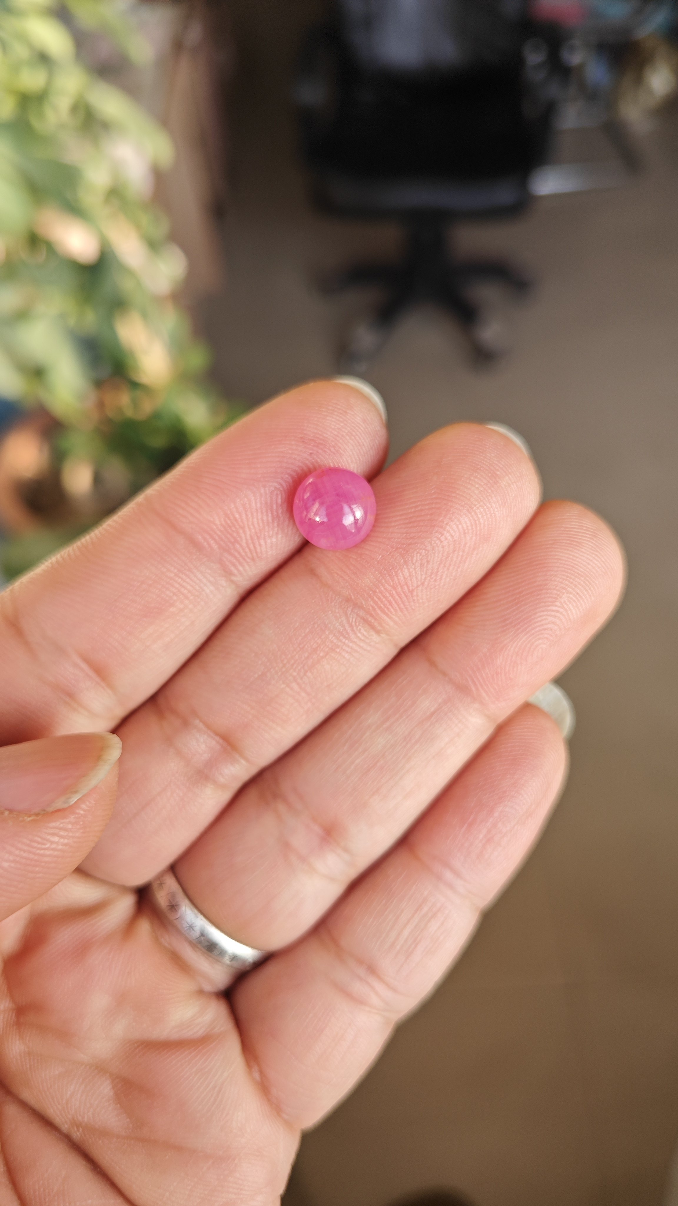 无烧天然南非红宝石裸石戒面 圆形9.2mm 高品质桃花粉色