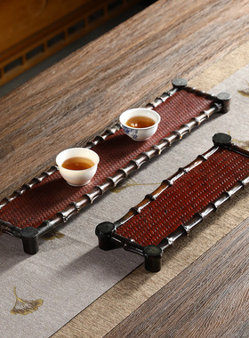 竹编茶托盘日式复古竹制干泡台 大漆茶盘茶具配件奉茶盘厂家直销
