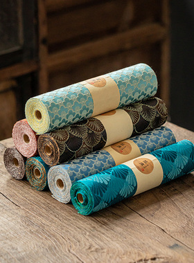 复古西阵织桌旗双面织锦茶席 日式干泡台布宋锦桌布茶席茶巾竹席